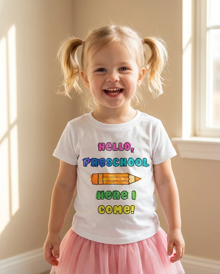 Colorable Hello, Preschool Here I Come! Bamboo Crewneck T-Shirt