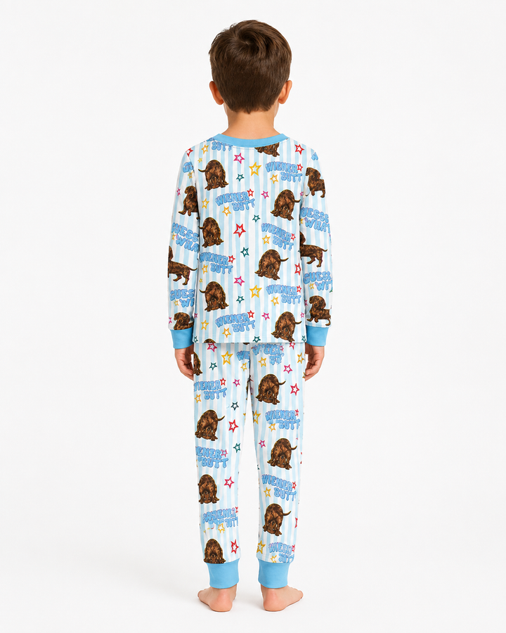 Guess What? Wiener Butt! Bamboo Two Piece Long Sleeve Pajama Set