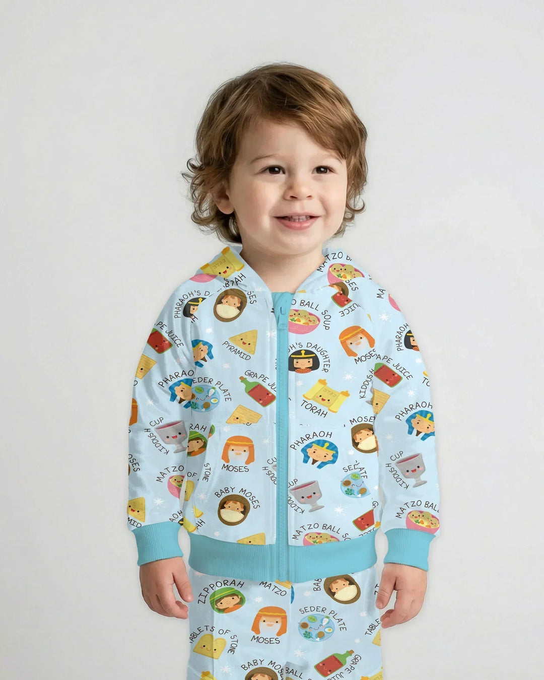 Cute Passover Characters Bamboo Zip Hoodie