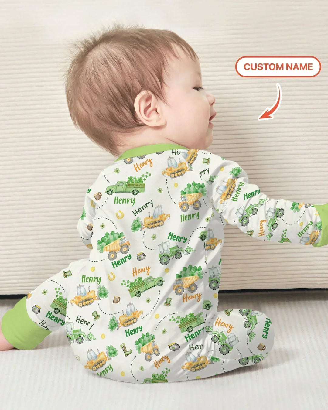 Construction St. Patrick's Day Custom Name Bamboo Convertible Zippy