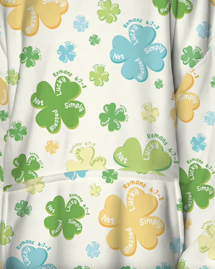 Kleeblatt-Druck St. Patrick's Day Tragbarer Bambus-Deckenhoodie