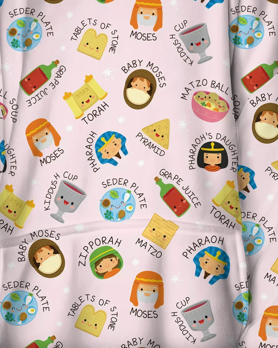 Cute Passover Characters Wearable Bamboo Blanket Hoodie