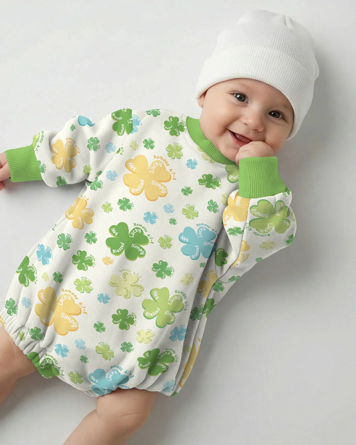 Shamrocks Print St. Patrick's Day Bamboo Bubble Romper