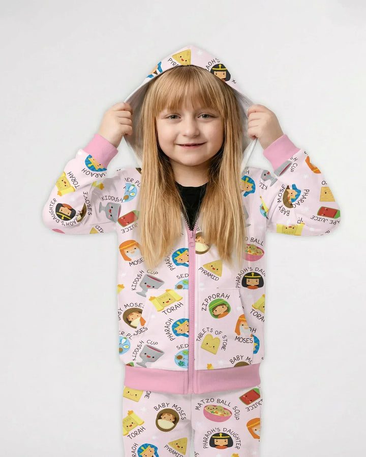 Cute Passover Characters Bamboo Zip Hoodie