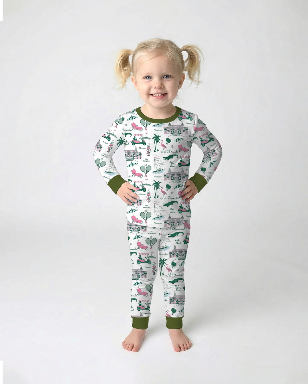 Preppy Palm Getaway Bamboo Two Piece Long Sleeve Pajama Set