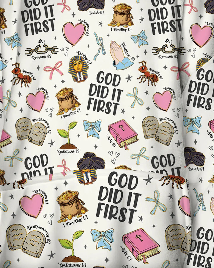 God Did It First Tragbarer Bambus-Deckenhoodie