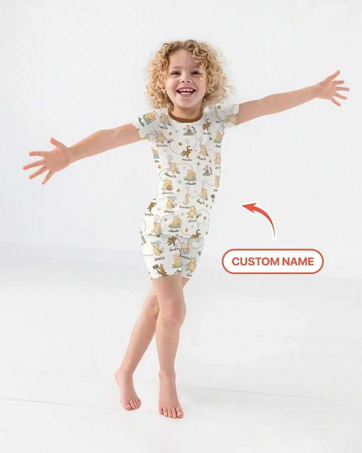 Zweiteiliges Pyjama-Set mit kurzen Ärmeln und Shorts im Sommer-Design
