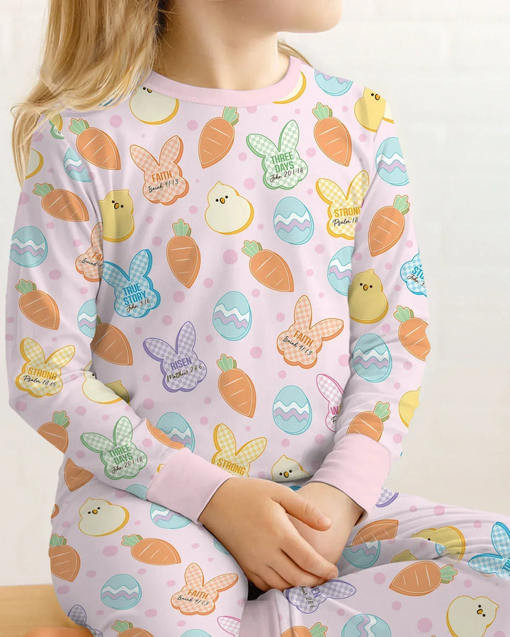 Easter Christian Bunny Bamboo Two Piece Long Sleeve Pajama Set