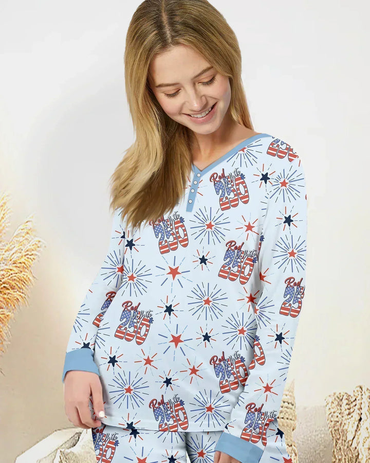 Red White and 250th Anniversary Bamboo Women Pajama Set