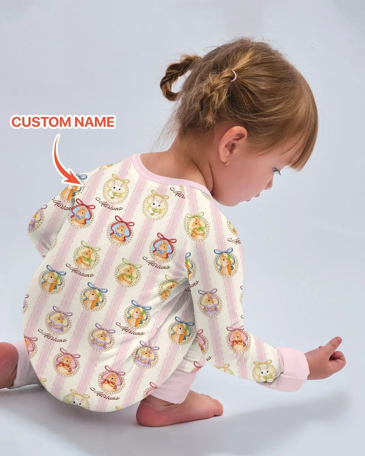 Custom Name Vintage Easter Bunny Bamboo Convertible Zippy
