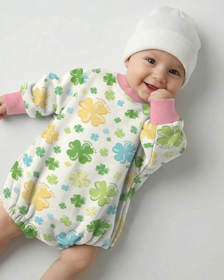 Shamrocks Print St. Patrick's Day Bamboo Bubble Romper