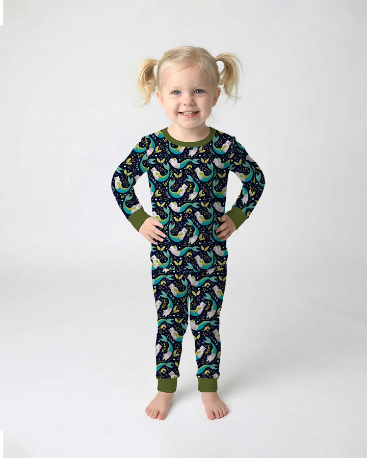 Zweiteiliges Langarm-Pyjama-Set mit Sommerfrüchten