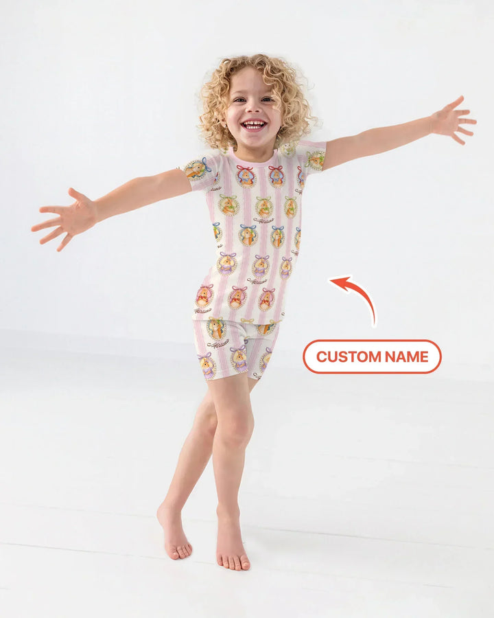Zweiteiliges Pyjama-Set mit kurzen Ärmeln und Shorts im Sommer-Design