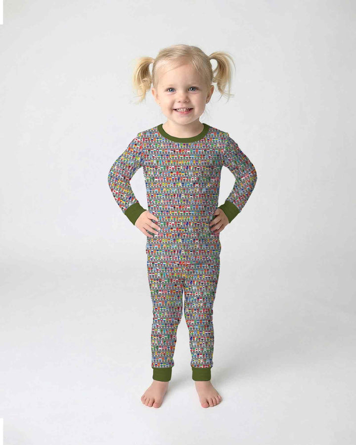 Zweiteiliges Langarm-Pyjama-Set mit Sommerfrüchten