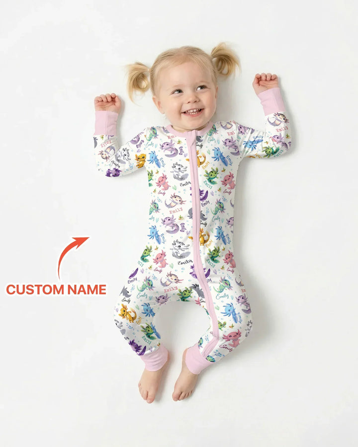 I Love You Axolotl Custom Name Bamboo Convertible Zippy