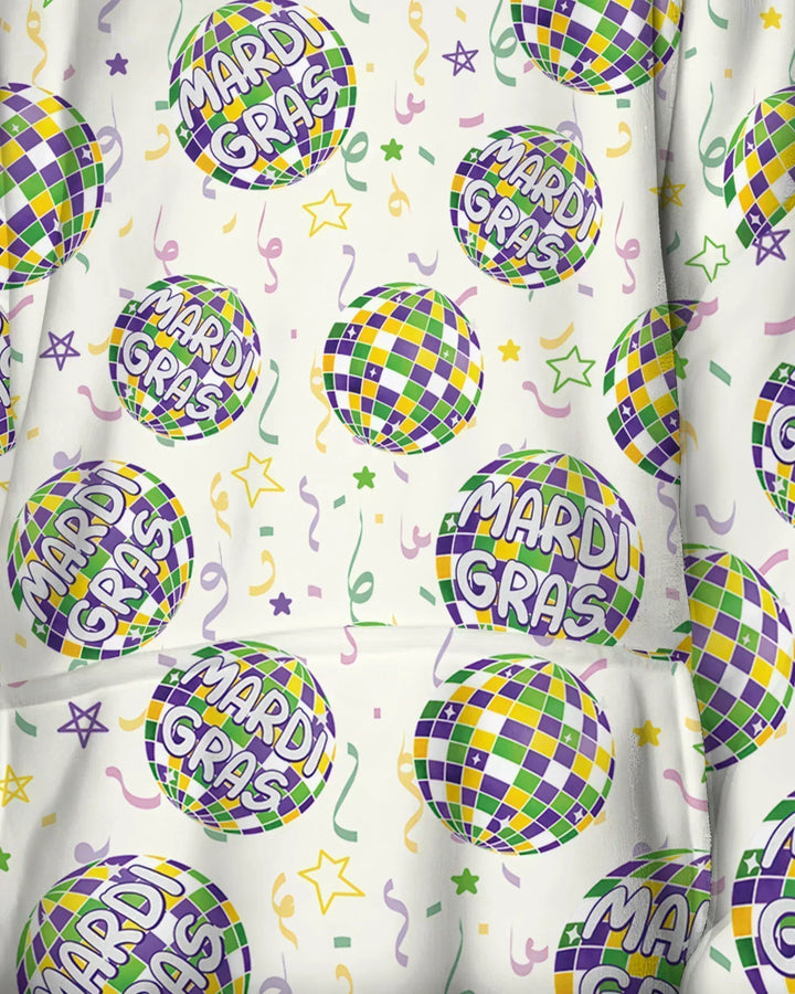 Mardi Gras Discokugel Tragbarer Bambus-Deckenhoodie
