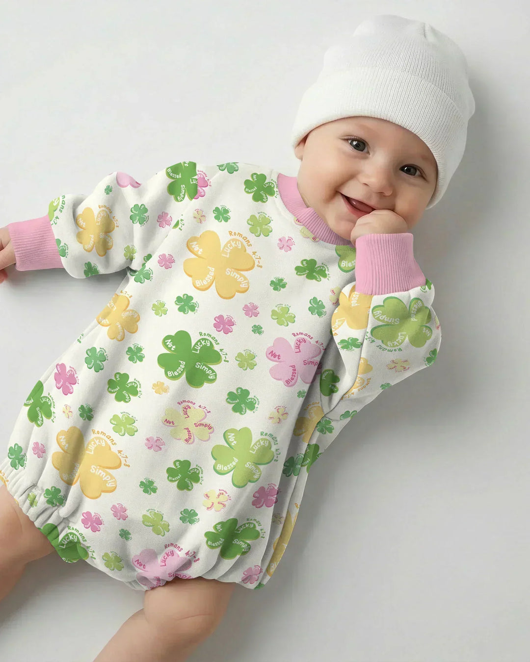 Shamrocks Print St. Patrick's Day Bamboo Bubble Romper