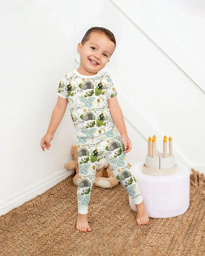 He Is Risen Bamboo Two Piece Short Sleeve Pajama Set