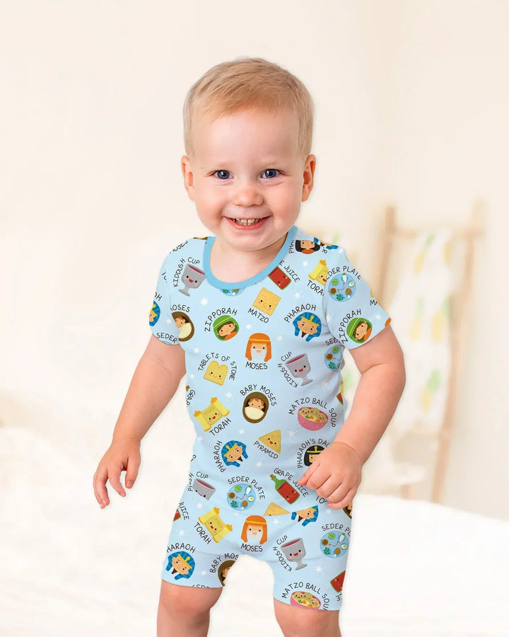 Template Zweiteiliges Pyjama-Set mit kurzen Ärmeln und Shorts