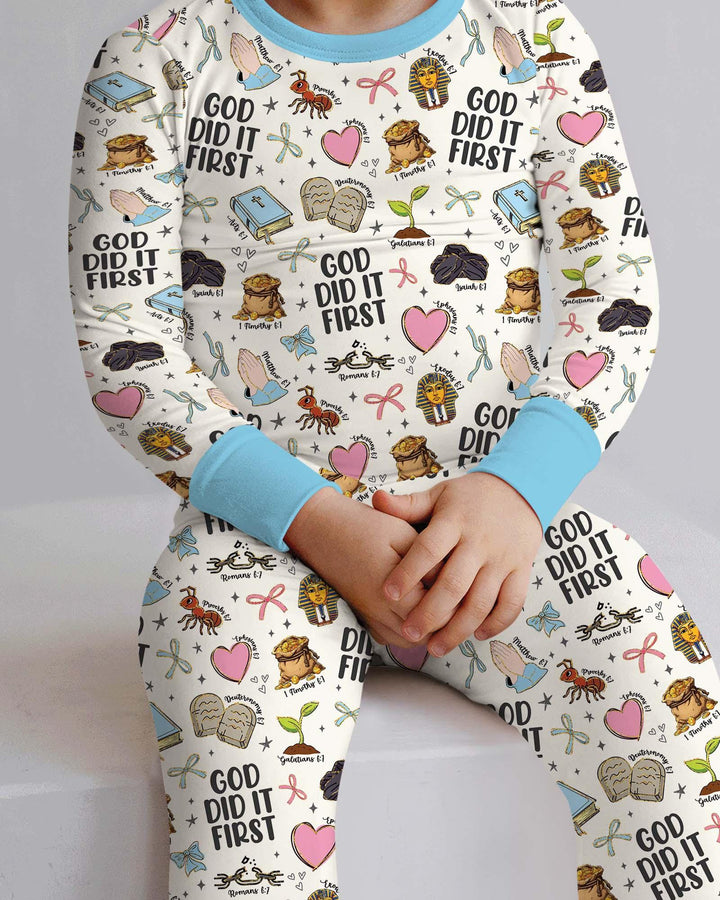 Zweiteiliges Langarm-Pyjama-Set mit Sommerfrüchten