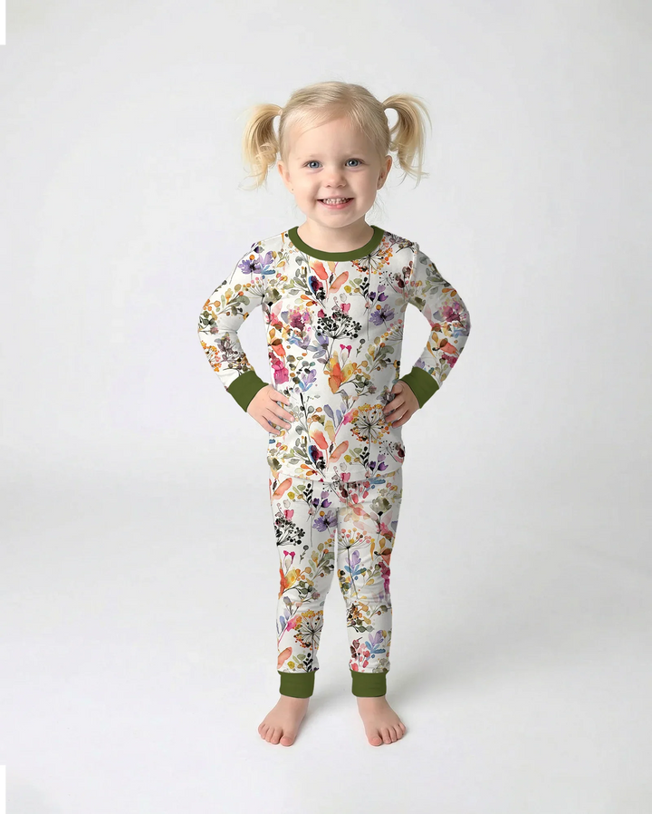 Autumn Meadow Botanicals Bamboo Two Piece Long Sleeve Pajama Set