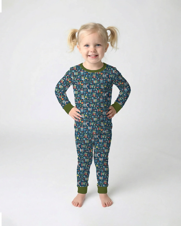 Zweiteiliges Langarm-Pyjama-Set mit Sommerfrüchten