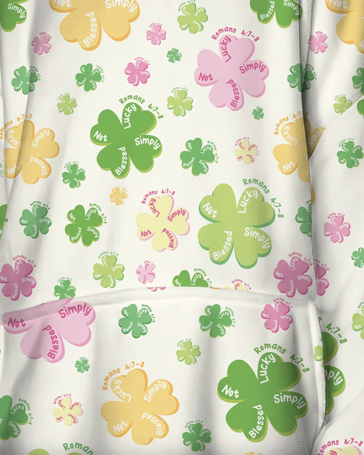Kleeblatt-Druck St. Patrick's Day Tragbarer Bambus-Deckenhoodie