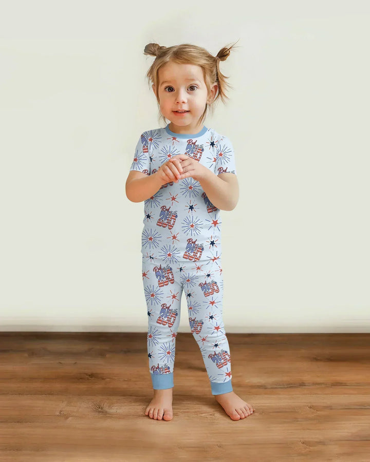 Red White and 250th Anniversary Bamboo Two Piece Short Sleeve Pajama Set