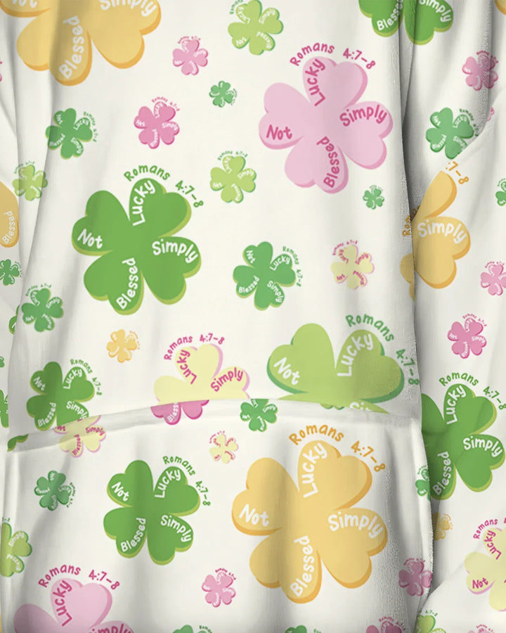 Kleeblatt-Druck St. Patrick's Day Tragbarer Bambus-Deckenhoodie