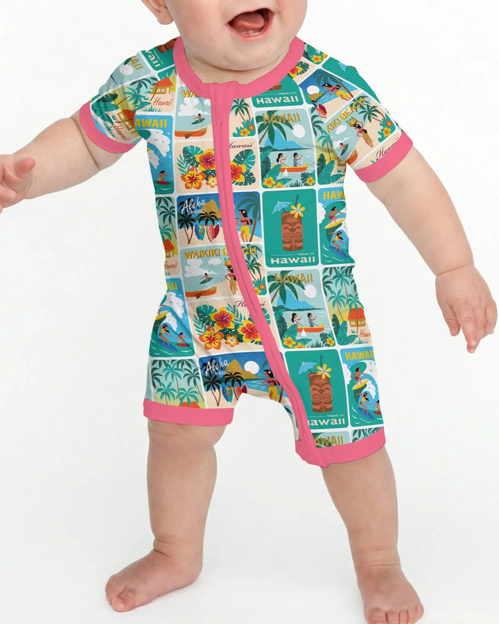 Aloha Postcard Paradise Bamboo Shorty Zippy