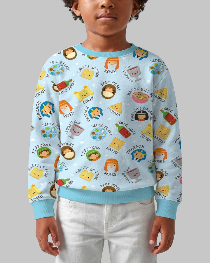 Niedliches Pessach-Charaktere Bambus Crewneck Sweatshirt