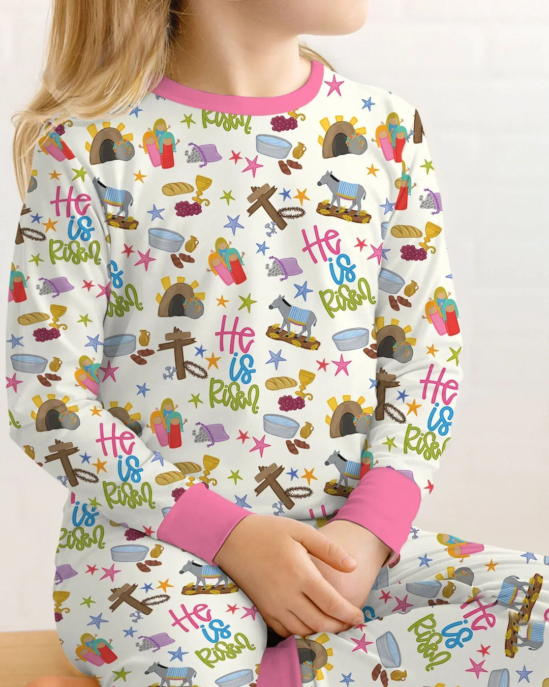 Zweiteiliges Langarm-Pyjama-Set mit Sommerfrüchten