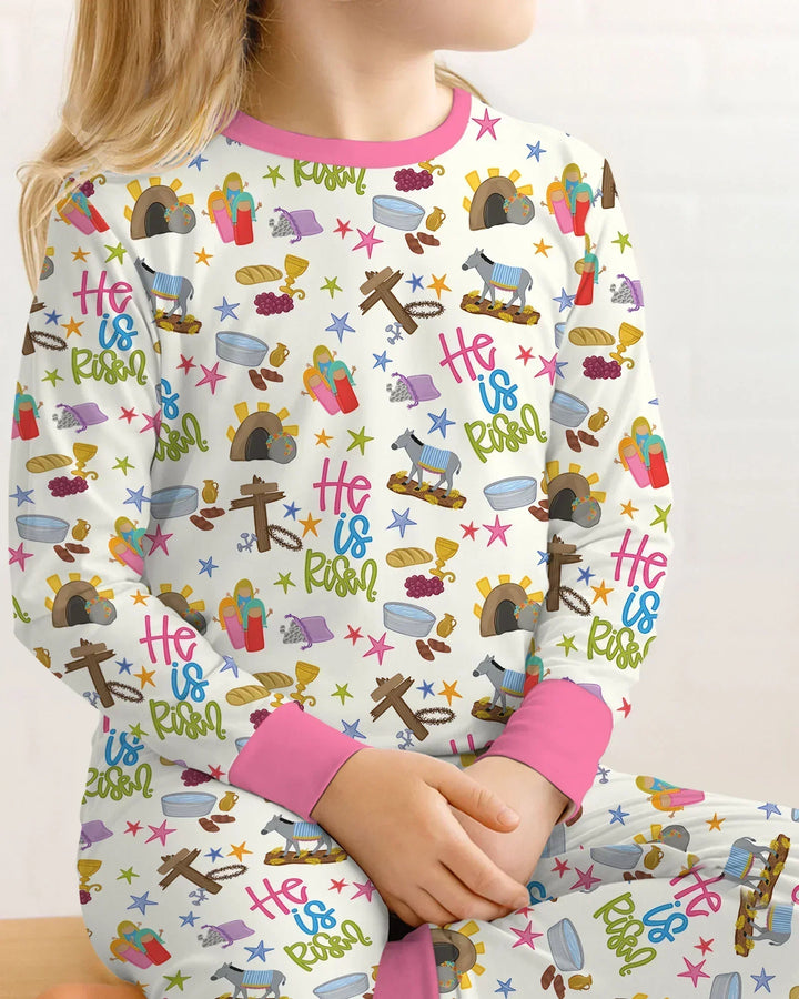 Zweiteiliges Langarm-Pyjama-Set mit Sommerfrüchten