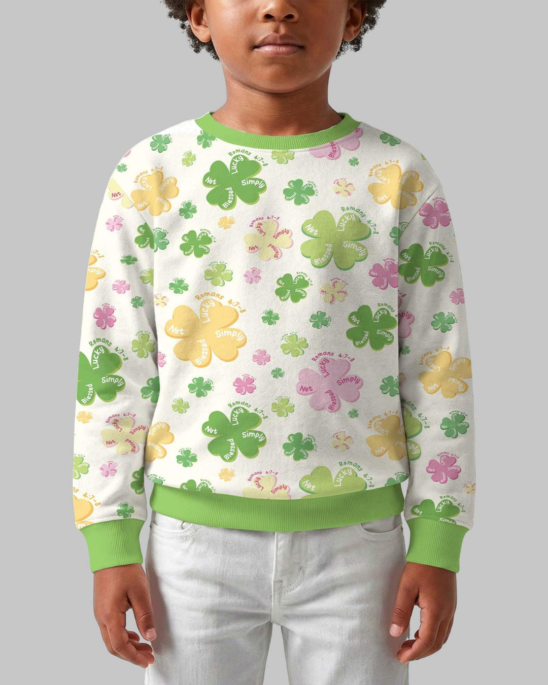 Kleeblatt-Print St. Patrick's Day Bambus-Rundhalsshirt
