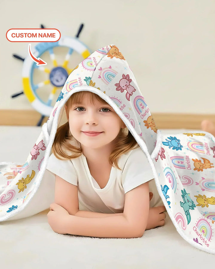 Axololt Custom Name Bamboo Wearable Hooded Blanket