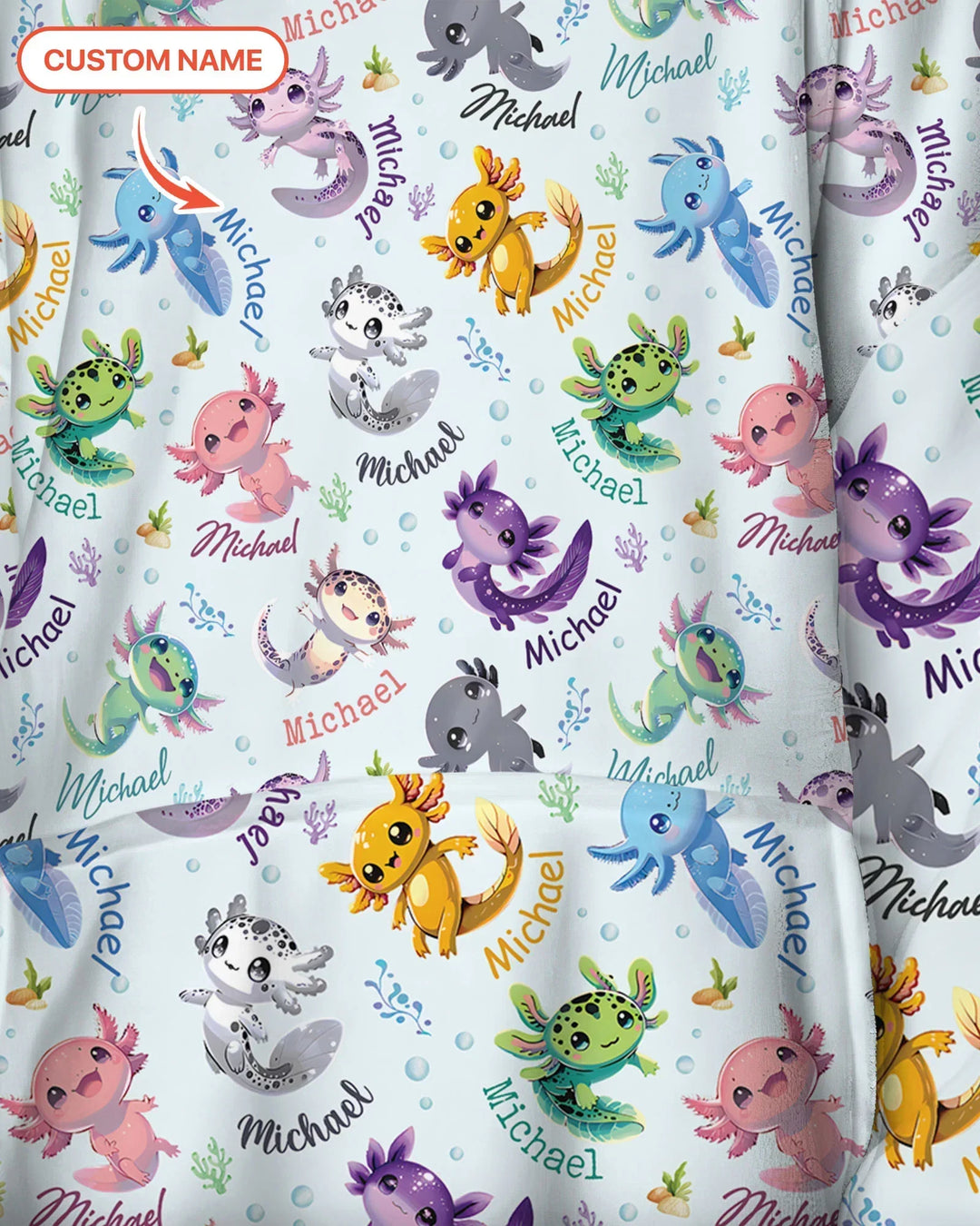 I Love You Axolotl Custom Name Bamboo Blanket Hoodie