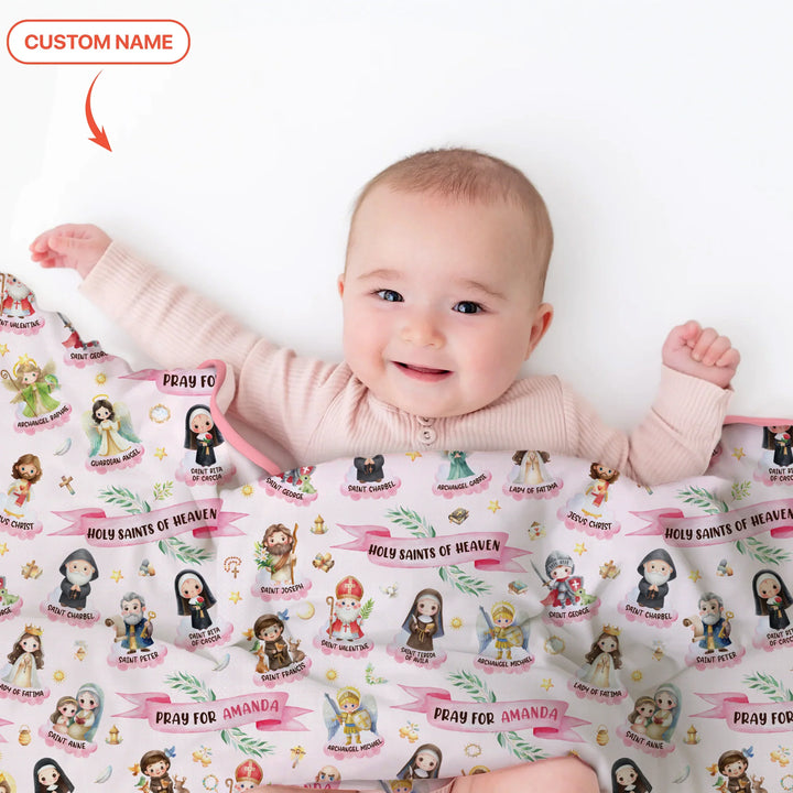 Holy Saints of Heaven Custom Name Bamboo Blanket