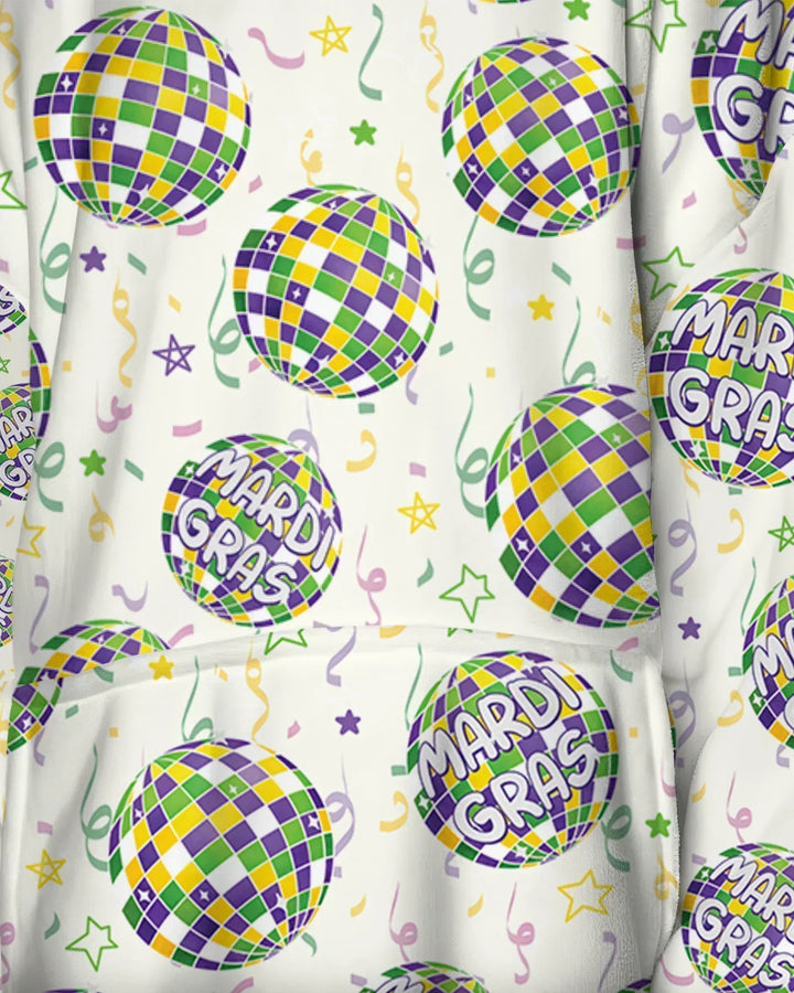Mardi Gras Discokugel Tragbarer Bambus-Deckenhoodie