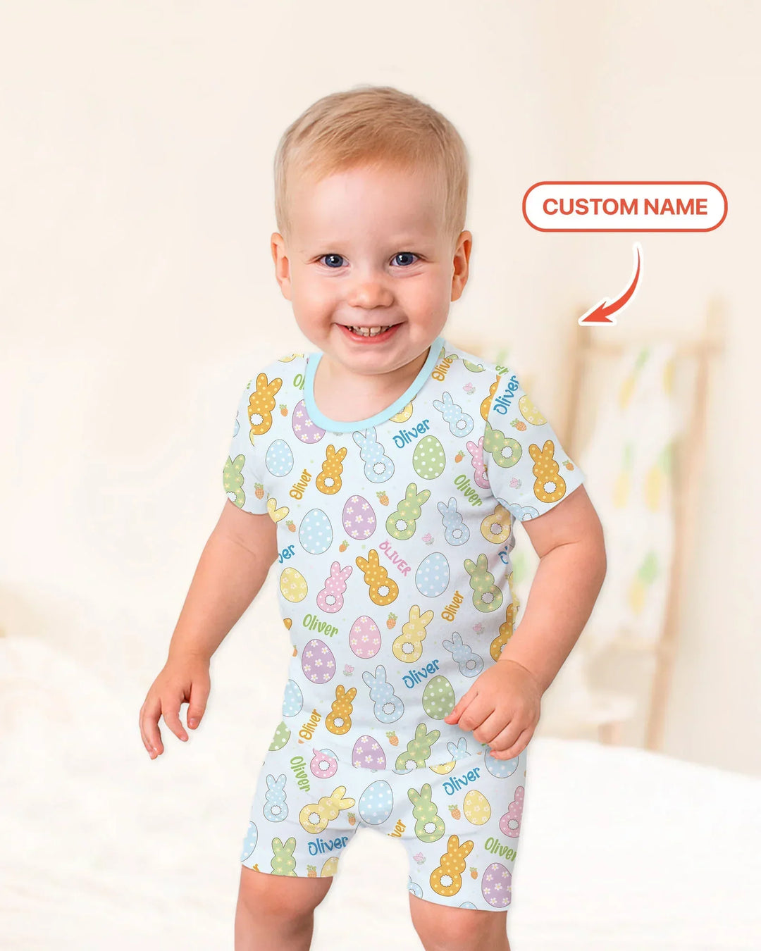 Zweiteiliges Pyjama-Set mit kurzen Ärmeln und Shorts im Sommer-Design