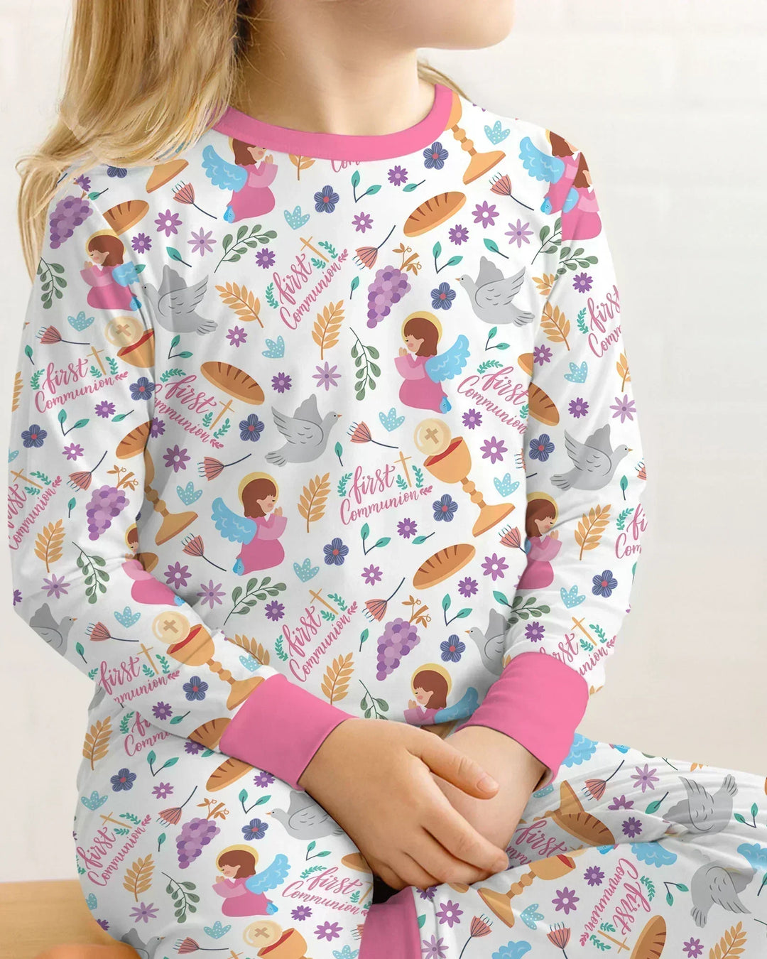 Zweiteiliges Langarm-Pyjama-Set mit Sommerfrüchten