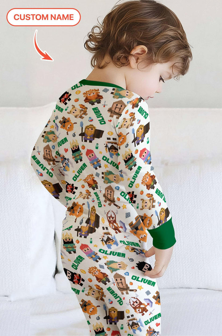 Zweiteiliges Langarm-Pyjama-Set mit Sommerfrüchten