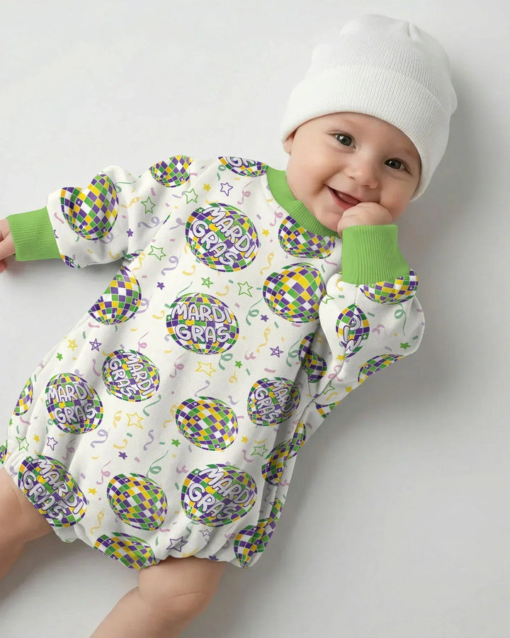 Mardi Gras Disco Ball Bamboo Bubble Romper