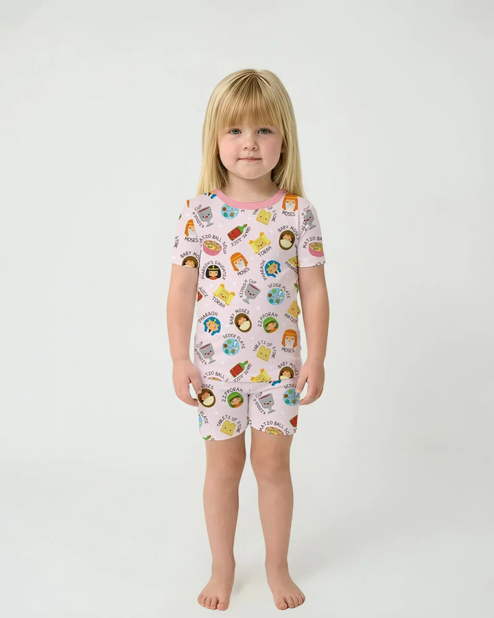 Template Zweiteiliges Pyjama-Set mit kurzen Ärmeln und Shorts