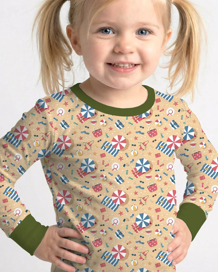 Sunny Beach Day Essentials Bamboo Two Piece Long Sleeve Pajama Set