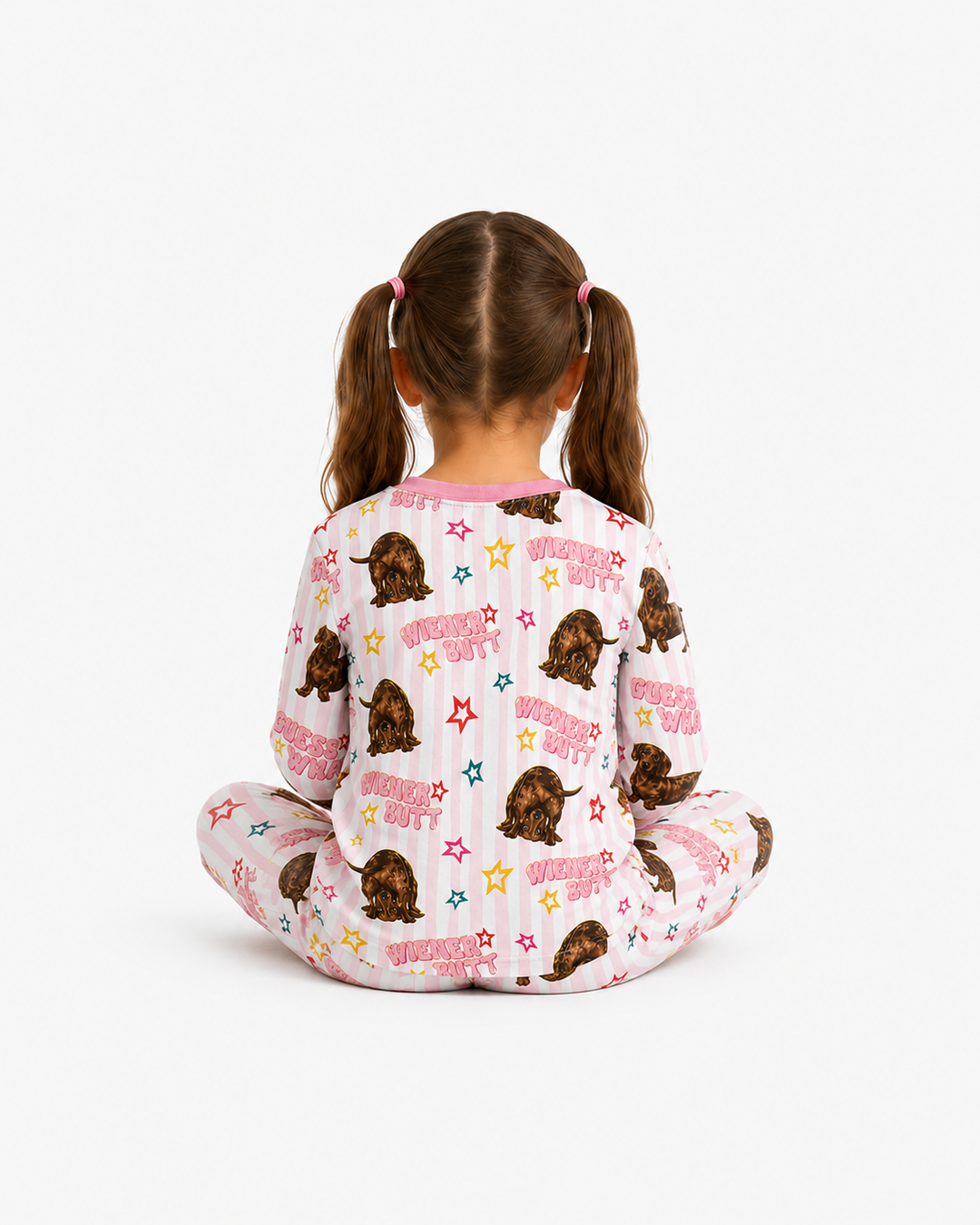Guess What? Wiener Butt! Bamboo Two Piece Long Sleeve Pajama Set