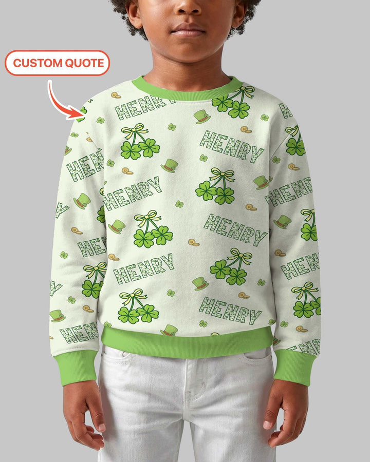 Custom Name Lucky Little Shamrock Bamboo Crewneck Sweatshirt