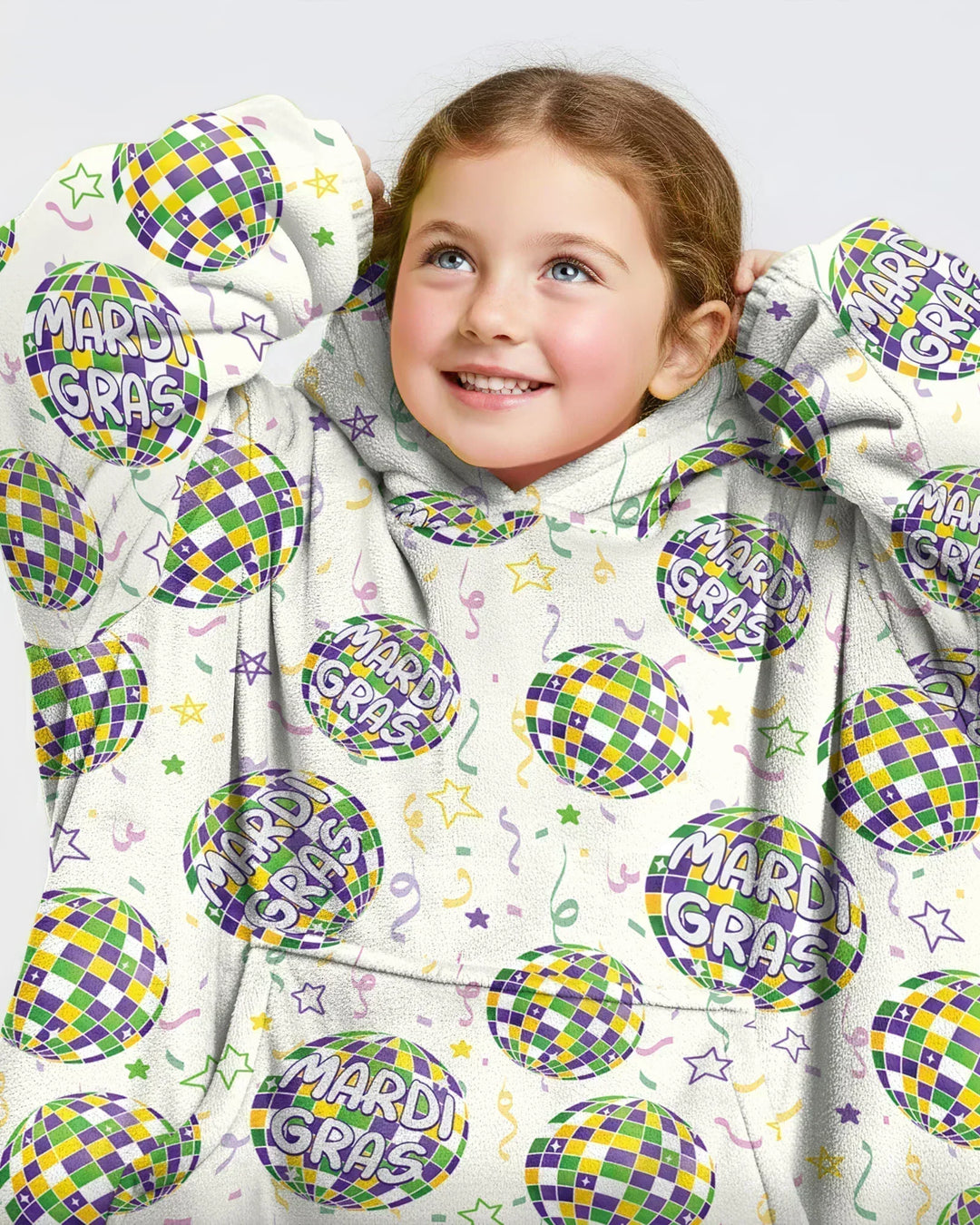 Mardi Gras Discokugel Tragbarer Bambus-Deckenhoodie