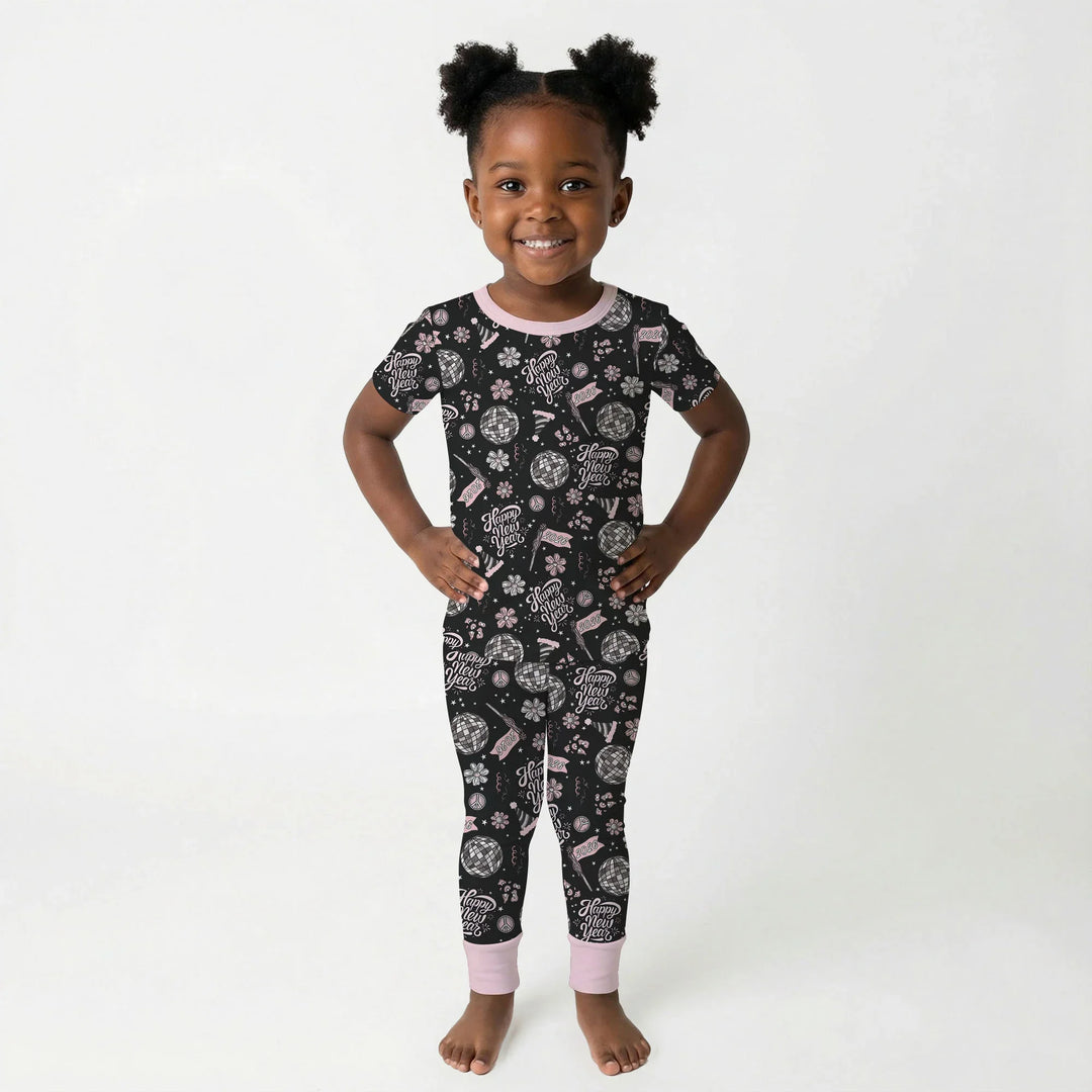 Disco New Years Eve Bamboo Two Piece Short Sleeve Pajama Set