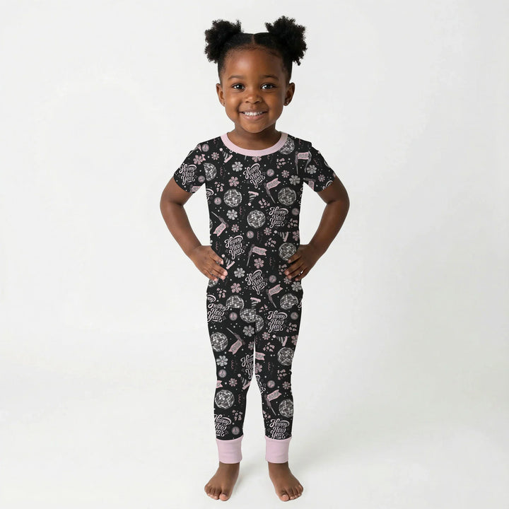 Disco New Years Eve Bamboo Two Piece Short Sleeve Pajama Set