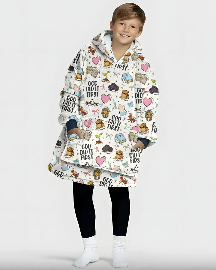 God Did It First Tragbarer Bambus-Deckenhoodie